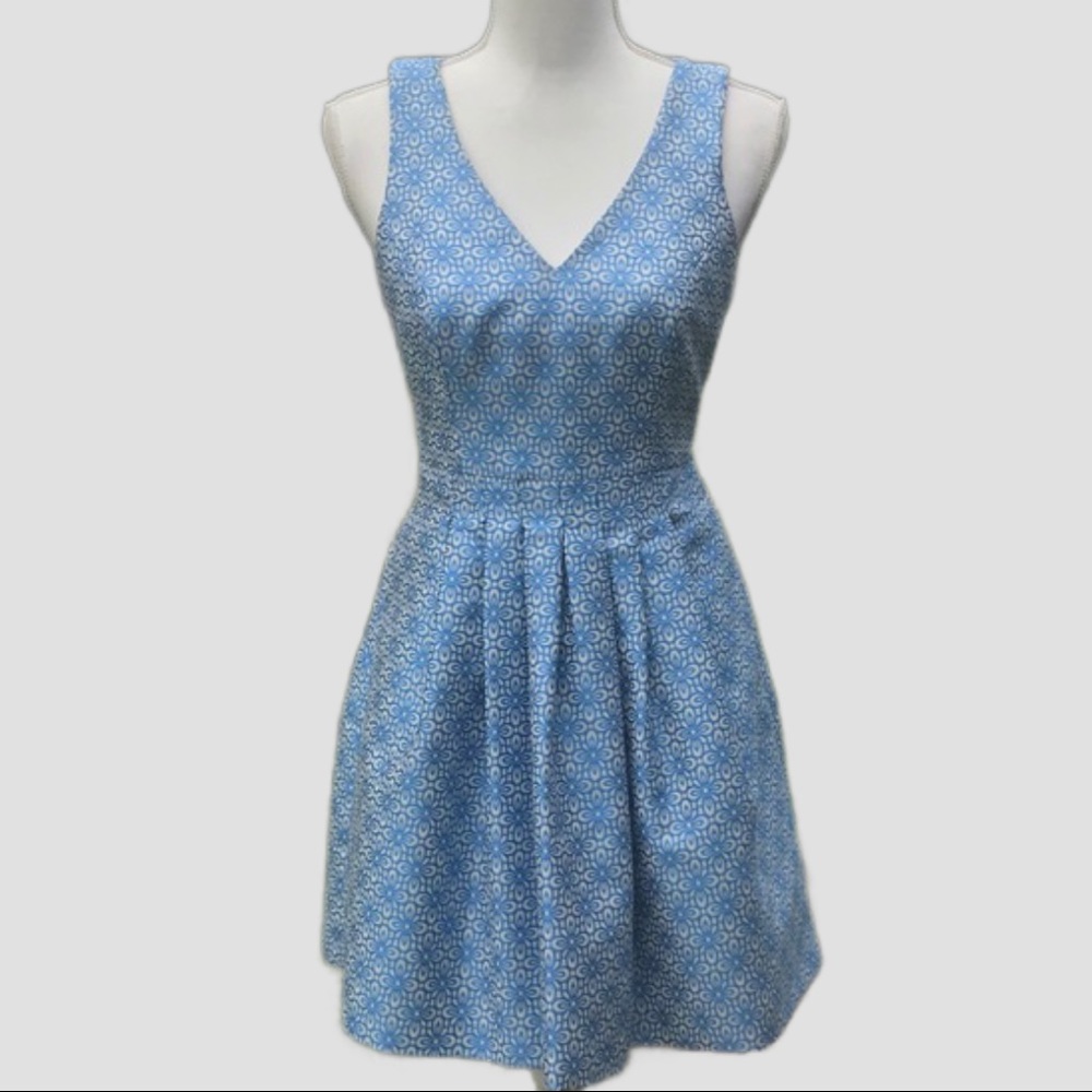 NWT Banana Republic Blue Flower V-Neck Dress - Size 4